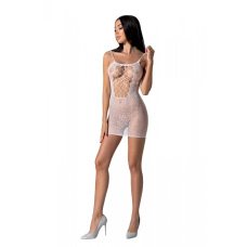 Ажурна мінісукня на тонких бретелях Passion BS096 One Size, Білий, плетіння на грудях