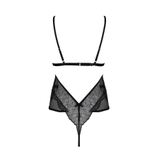 Боди Passion AMBERLY BODY 4XL/5XL Черный, асимметричный крой, кружевной лиф, золотая нить