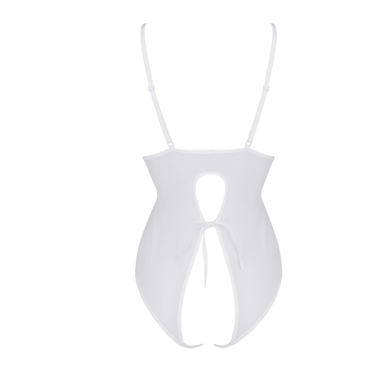 Боди с ажурным декором и открытым шагом Passion URSULA BODY S/M, белый