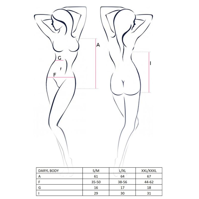 Боді з дуже глибоким декольте Passion DARYL BODY 2XL/3XL, чорний колір
