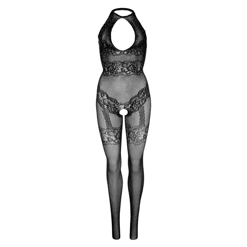 Бодістокінг Leg Avenue Rhinestone Lace and Net Bodystocking OS Чорний колір
