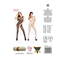 Бодістокінг Passion BS020 Білий, комбінезон, фантазійний візерунок