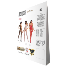 Бодистокинг Passion BS069 красный, комбинезон, имитация чулок и боди