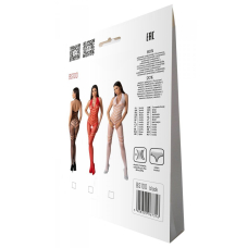 Боди-стокинг с плетением на животе Passion BS100 One Size, черный цвет, декоративный шов, с доступом