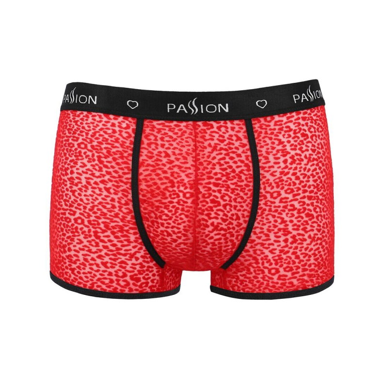 Чоловічі прозорі боксери Passion 046 SHORT PARKER L/XL Червоний, сітка, під леопард