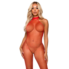 Еротичний сітчастий бодістокінг Leg Avenue Racer neck bodystocking Червоний