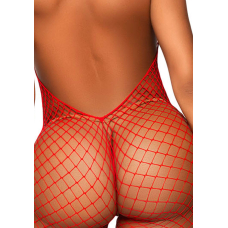 Еротичний сітчастий бодістокінг Leg Avenue Racer neck bodystocking Червоний