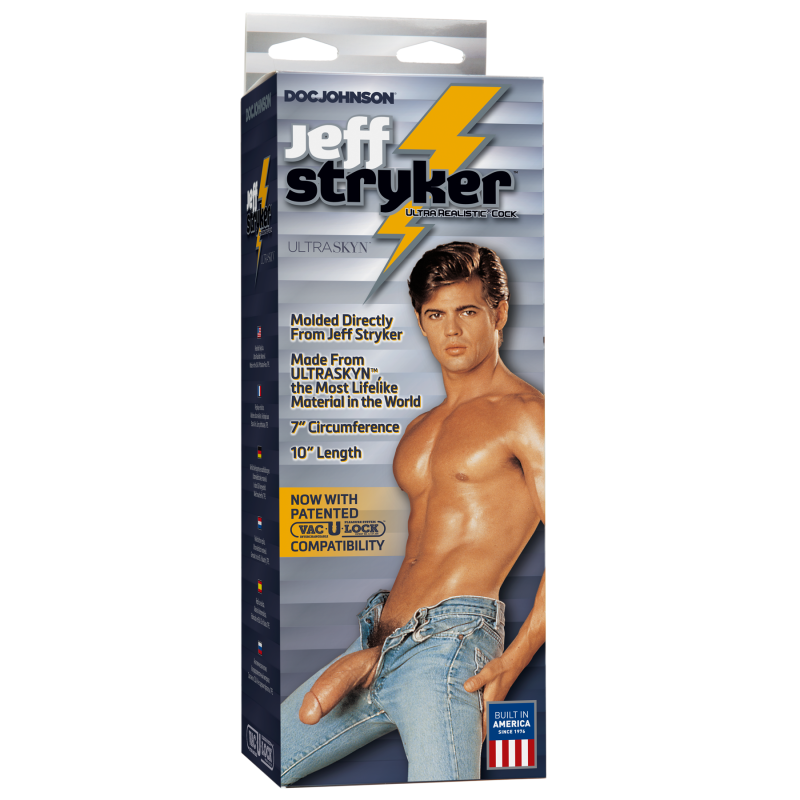Великий фалоімітатор Doc Johnson Jeff Stryker White (ULTRASKYN, Vac-U-Lock), довжина 24 см, діам. 5.4 см