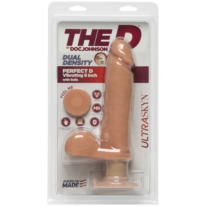 Фаллоимитатор с вибрацией Doc Johnson The D - Perfect D Vibrating, ULTRASKYN, диам. 5.1 см, длина 20.3 см