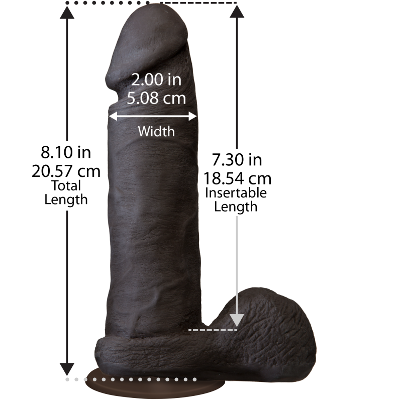 Фалоімітатор Doc Johnson The Realistic Cock Black (ULTRASKYN, Vac-U-Lock), довжина 20.5 см, діам. 5.1 см