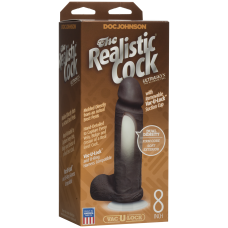 Фалоімітатор Doc Johnson The Realistic Cock Black (ULTRASKYN, Vac-U-Lock), довжина 20.5 см, діам. 5.1 см