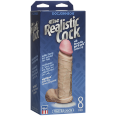 Фалоімітатор Doc Johnson The Realistic Cock White, довжина 20.5 см, діам. 5.1 см, PVC, Vac-U-Lock