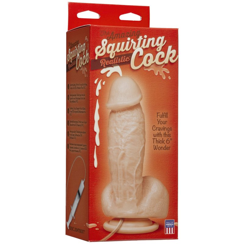 Фалоімітатор з еякуляцією Doc Johnson The Amazing Squirting Realistic Cock, довжина 18 см, діам. 5.1 см, ПВХ