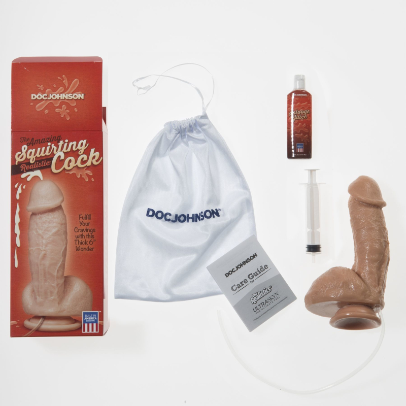 Фалоімітатор з еякуляцією Doc Johnson The Amazing Squirting Realistic Cock, довжина 18 см, діам. 5.1 см, ПВХ