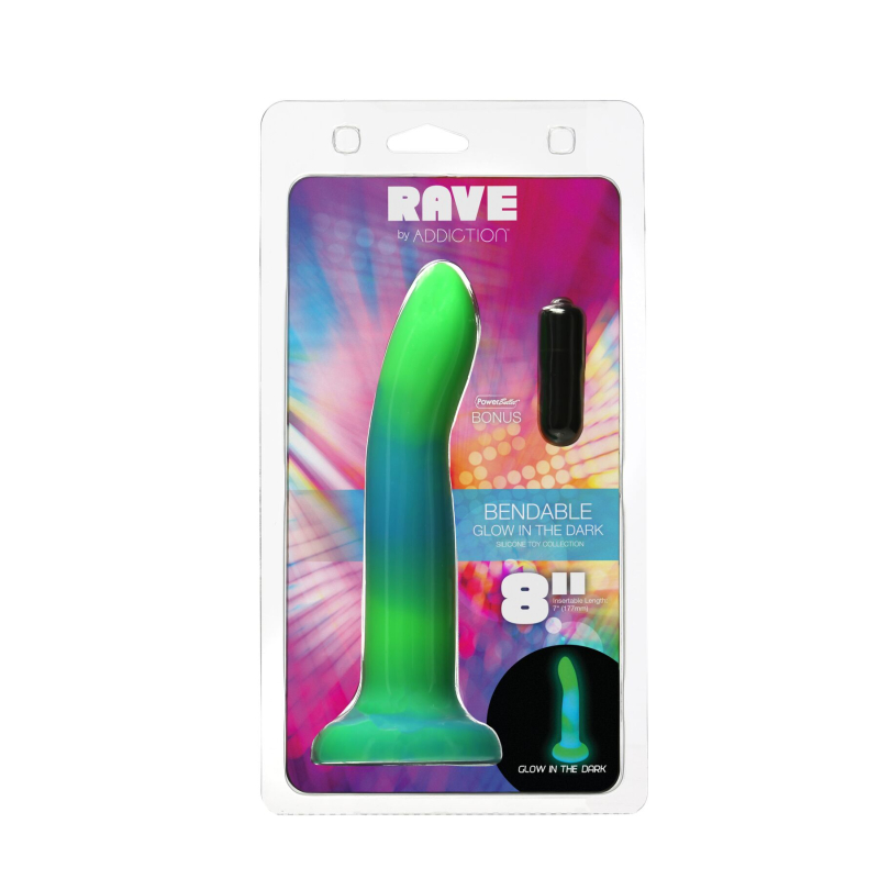 Фаллоимитатор, который светится в темноте ADDICTION Rave, длина 20.3 см, силикон