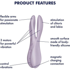 Кліторальний вібратор – Satisfyer Threesome 2 Violet – 3 гнучкі пальчики, 3 мотори, 12 режимів