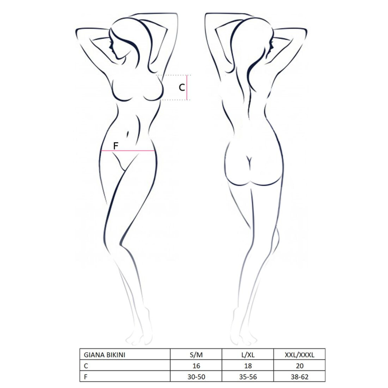 Комплект белья Passion GIANA BIKINI S/M, белый, полупрозрачный лиф и трусики с бантиками