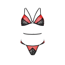 Комплект білизни Passion PEONIA SET 2XL/3XL червоний, бра, трусики