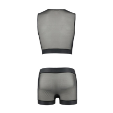 Комплект мужского белья на шнуровке Passion 053 SET WILLIAM 2XL/3XL Черный цвет, жилет, боксеры
