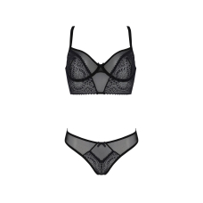 Комплект Passion DROSERA SET Чорний, 2XL/3XL, сітка+мереживо, бюстьє та трусики танга