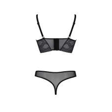 Комплект Passion DROSERA SET Чорний, 2XL/3XL, сітка+мереживо, бюстьє та трусики танга