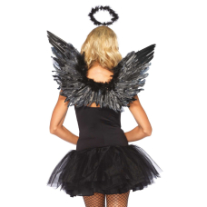 Крила чорного ангела Leg Avenue Angel Accessory Kit Чорний колір, крила, німб
