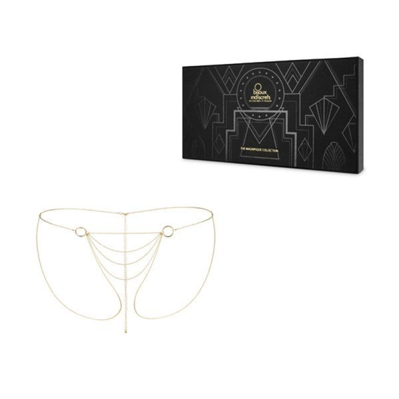 Ланцюжок–трусики Bijoux Indiscrets Magnifique Bikini Chain – Золотистий, прикраса для тіла