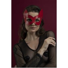 Маска кішечки Feral Feelings – Kitten Mask, натуральна шкіра, червона