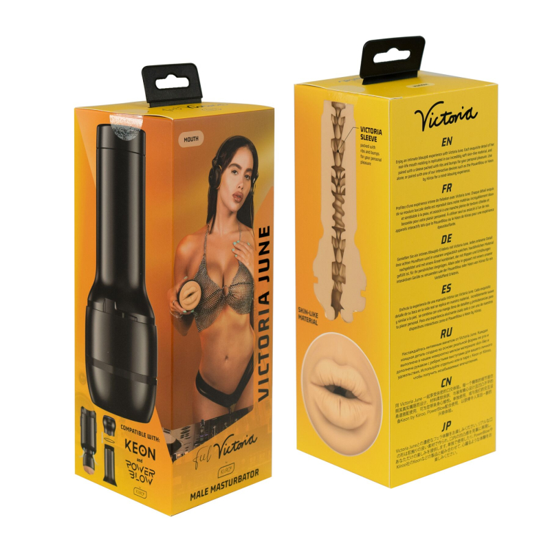 Мастурбатор у колбі зі сліпка ротика Вікторія Джун – Kiiroo Feel Victoria June Mouth Stroker – сумісний з PowerBlow і Keon