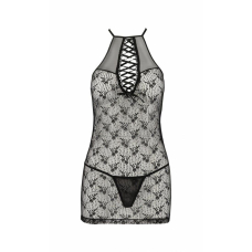 Напівпрозора сорочка Passion AZALIA CHEMISE 2XL/3XL, чорний колір
