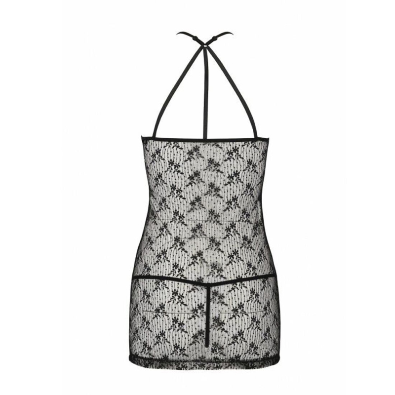 Напівпрозора сорочка Passion AZALIA CHEMISE 2XL/3XL, чорний колір