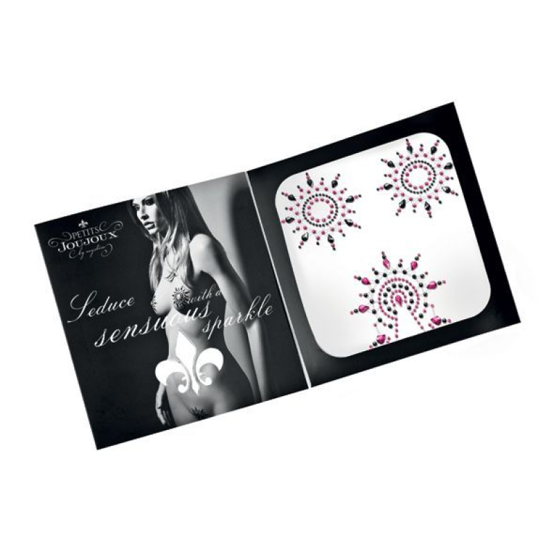 Пестіс з кристалів Petits Joujoux Gloria set of 3 – Black/Pink, прикраса на груди та вульву