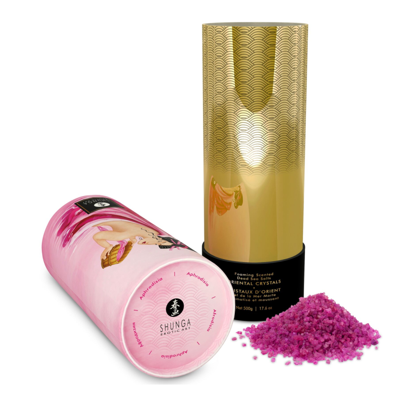 Пінлива сіль для ванни Shunga Dead Sea salt Oriental Crystals – Rose Petal (500 г), сіль Мертвого мо