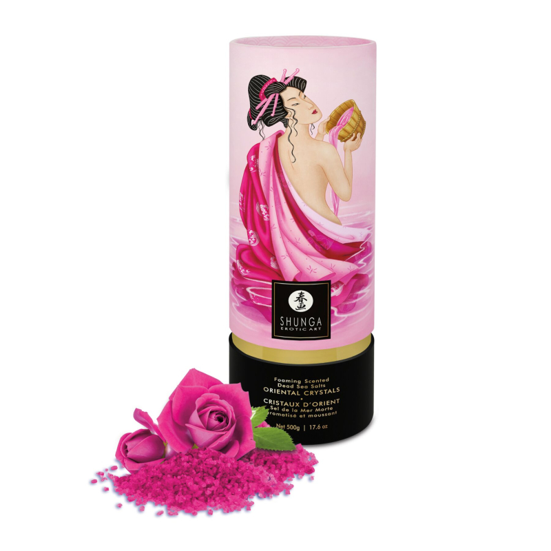 Пінлива сіль для ванни Shunga Dead Sea salt Oriental Crystals – Rose Petal (500 г), сіль Мертвого мо
