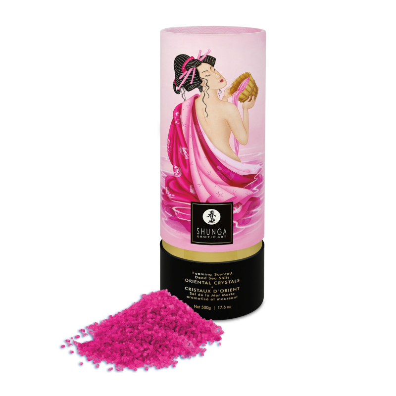 Пінлива сіль для ванни Shunga Dead Sea salt Oriental Crystals – Rose Petal (500 г), сіль Мертвого мо
