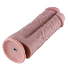 Подвійний великий дилдо для секс-машин Hismith Two Cocks One Hole Silicone Dildo, довжина 21.5 см