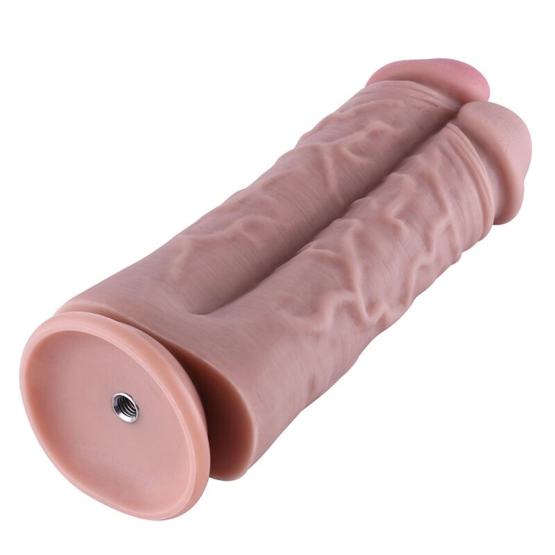 Двойной большой фаллоимитатор для секс-машин Hismith Two Cocks One Hole Silicone Dildo, длина 21.5 см