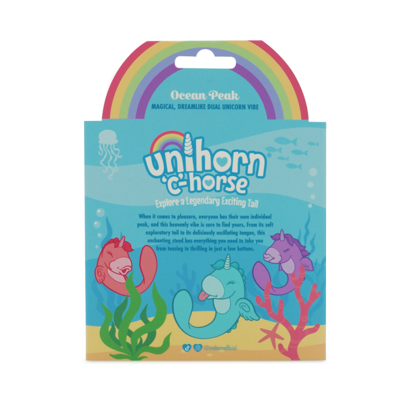 Двойной вибратор единорога с вагинально-клиторальной стимуляцией - Unicorn C Horse Ocean Peak, бирюзового цвета