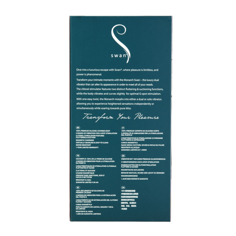 Подвійний вібратор точки G з вакуумною стимуляцією – Swan The Monarch Teal – багатофункціональний