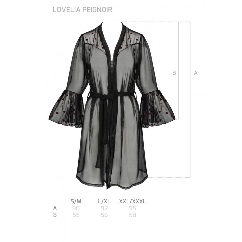 Повітряний пеньюар Passion LOVELIA PEIGNOIR 2XL/3XL, чорний колір