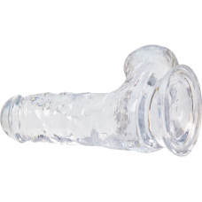 Прозорий фалоімітатор на присосці ADDICTION Clear Dildo with Balls, вібропуля в подарунок, довжина 15.2 см
