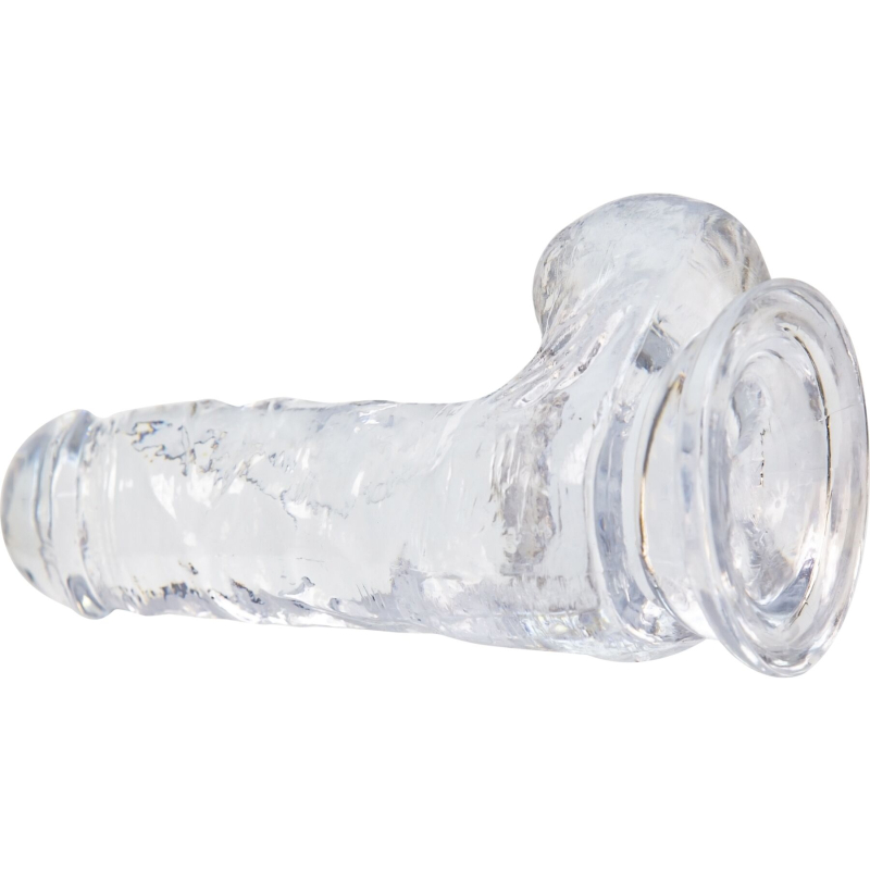 Прозрачный фаллоимитатор на присоске ADDICTION Clear Dildo with Balls, вибропуля в подарок, длина 15.2 см