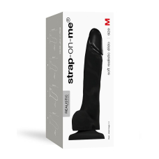 Реалістичний фалоімітатор Strap-On-Me Soft Realistic Dildo Black, розмір M, довжина 19 см