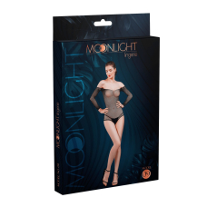 Сітчасте боді зі стразами Moonlight Model 09 XS–L Чорний колір, відкриті плечі