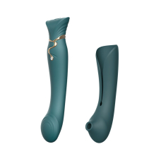 Смарт вібратор 3в1 – Zalo Queen Set Jewel Green – кристал Swarovski, пульсівна перлина + вакуум, подвійна стимуляція