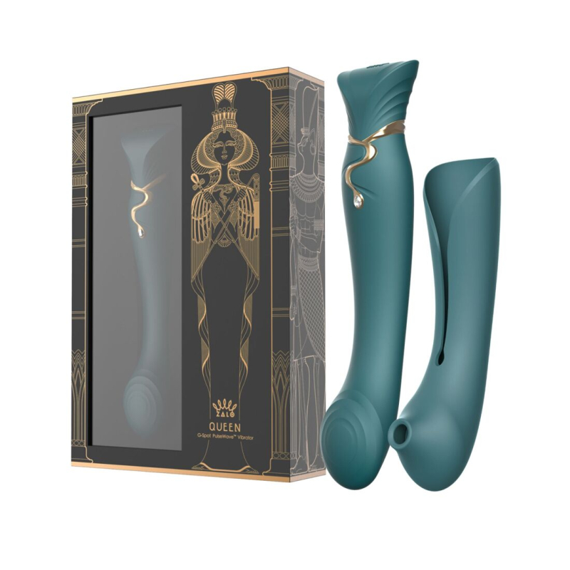 Смарт вибратор 3в1 – Zalo Queen Set Jewel Green – кристалл Swarovski, пульсирующая жемчужина + вакуум, двойная стимуляция