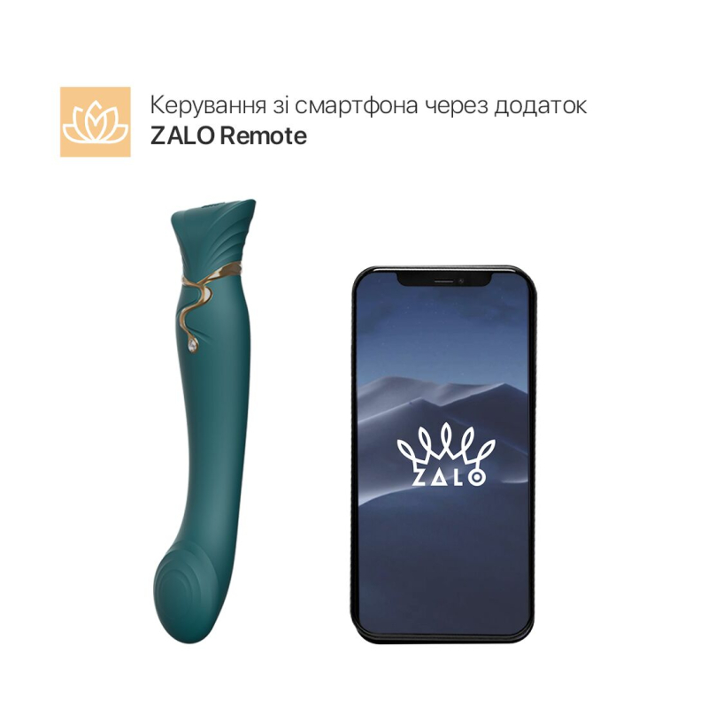 Смарт вибратор 3в1 – Zalo Queen Set Jewel Green – кристалл Swarovski, пульсирующая жемчужина + вакуум, двойная стимуляция