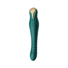 Смарт вібратор-пульсатор – Zalo King Turquoise Green з кристалом Swarovski – дистанційний вібратор з додатком Zalo