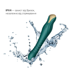 Смарт вібратор-пульсатор – Zalo King Turquoise Green з кристалом Swarovski – дистанційний вібратор з додатком Zalo