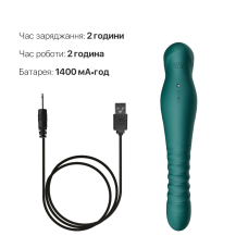 Смарт вібратор-пульсатор – Zalo King Turquoise Green з кристалом Swarovski – дистанційний вібратор з додатком Zalo